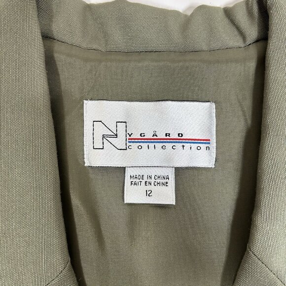 Vtg Nygard Collection 2pc Pants Suit Olive Green Lined Blazer Sz 12 Pants Sz 14 - Picture 3 of 13